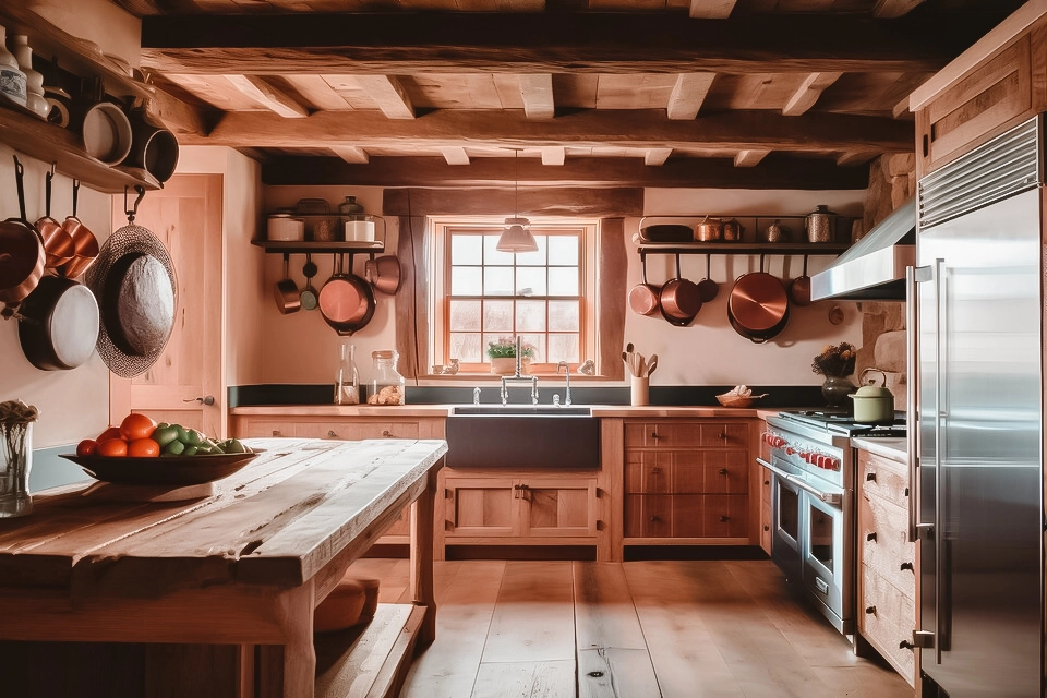 diseño de cocina rustica moderna en madera