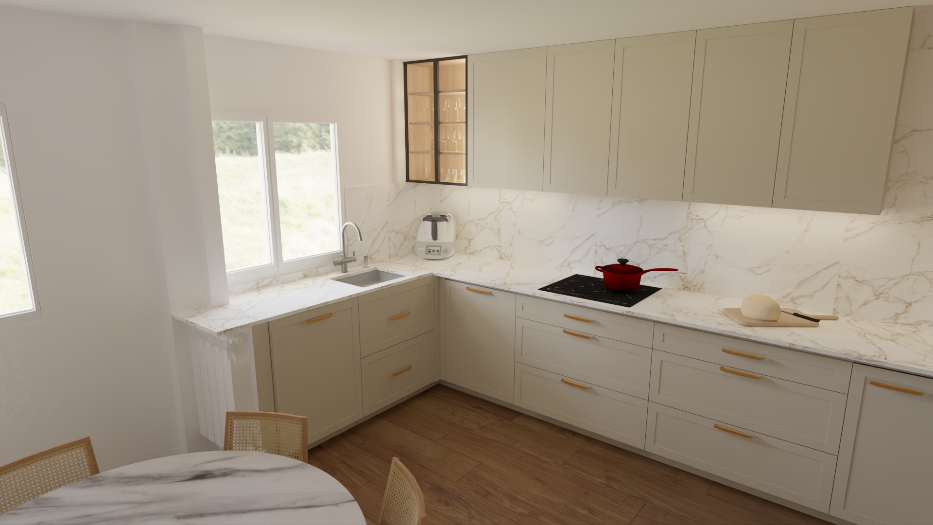 render de cocina